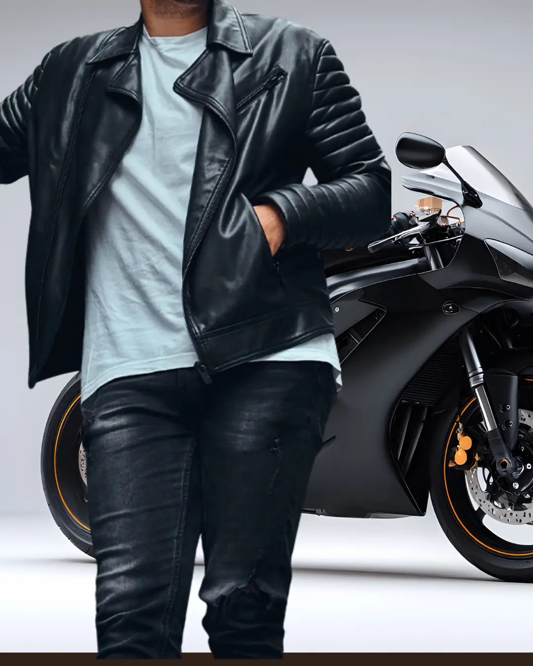 Men’s leather biker jacket collection made from genuine leather— biker fashion outerwear.