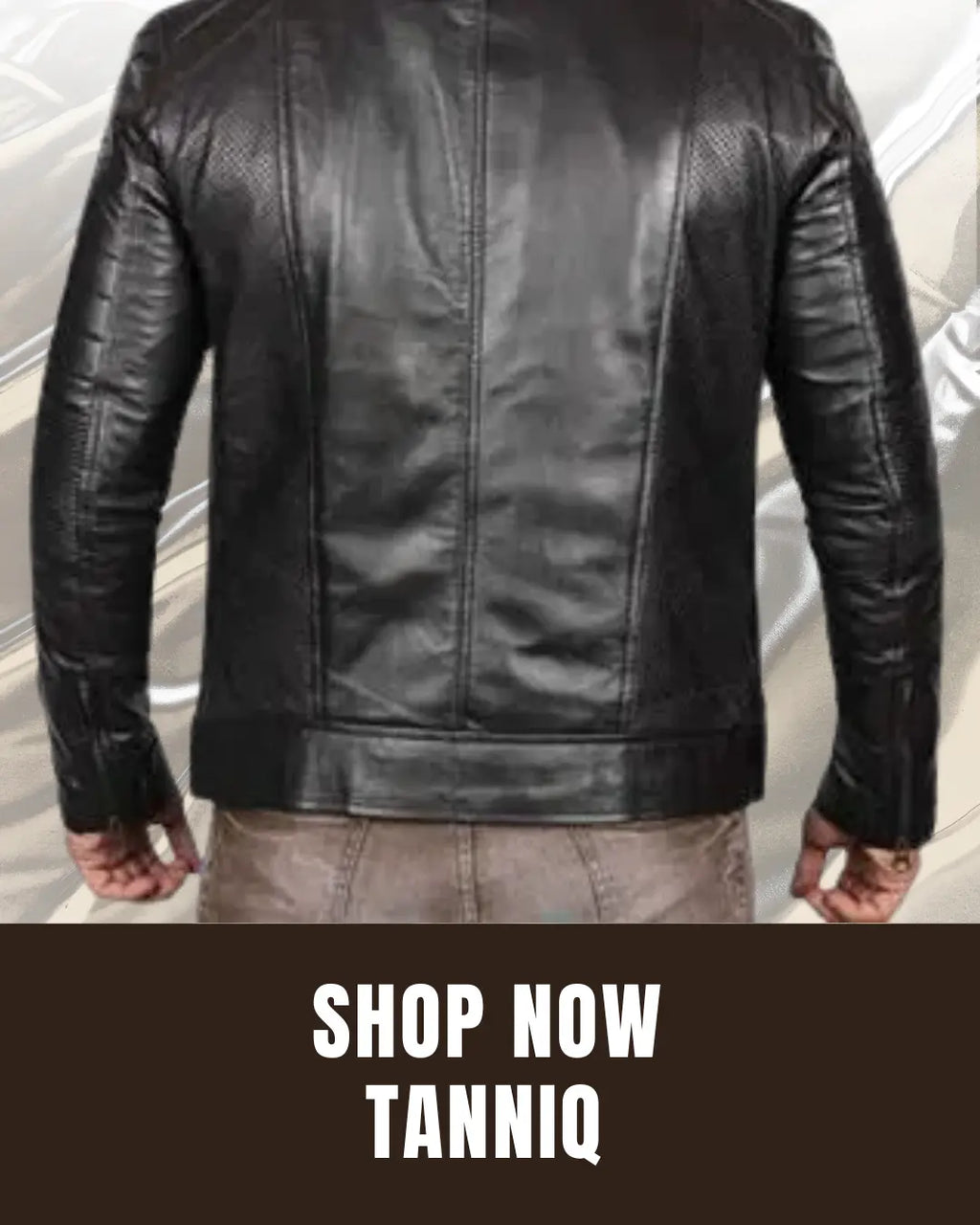 TANNIQ Men’s Black Genuine Leather Biker Jacket from back.