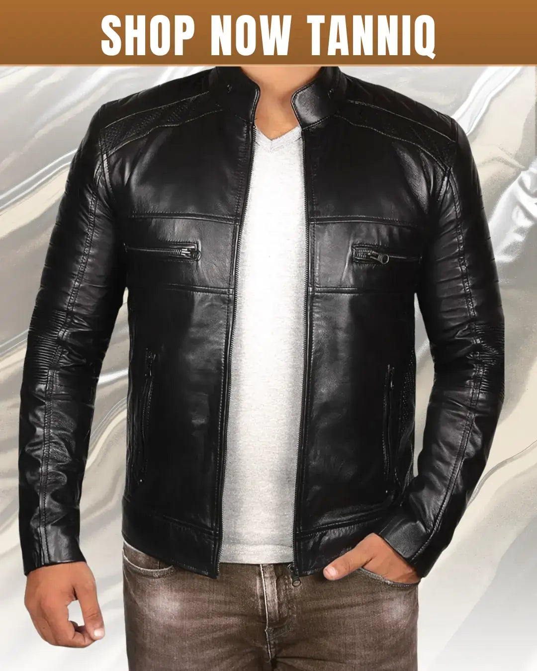 TANNIQ Shadow Rider Genuine Leather Biker Jacket Streetwear Essential