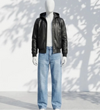 Tanniq Ghost Sheepskin Hooded Bomber Leather Jacket