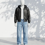 Tanniq Ghost Sheepskin Hooded Bomber Leather Jacket