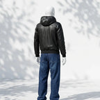 Tanniq Ghost Sheepskin Hooded Bomber Leather Jacket