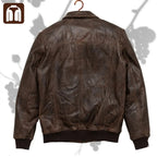 Tanniq Aviator Distressed Sheepskin Bomber Leather Jacket | Detachable Collar
