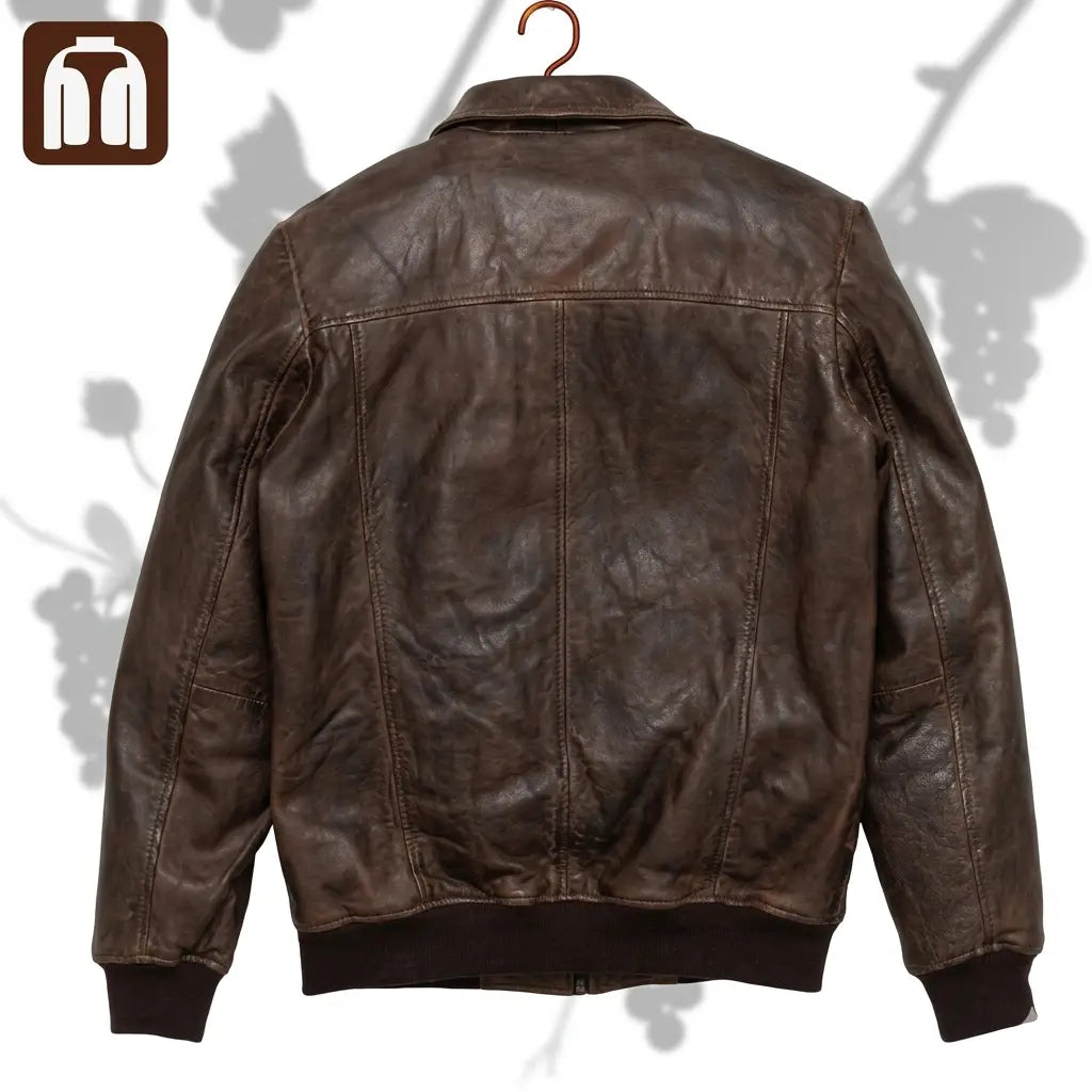 Tanniq Aviator Distressed Sheepskin Bomber Leather Jacket | Detachable Collar