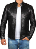 TANNIQ Men’s Black Genuine Leather Biker Jacket - Tanniq